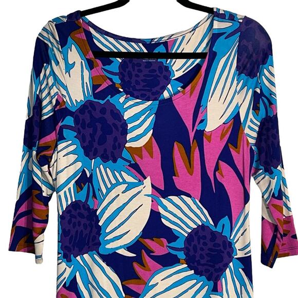 Soft Surroundings Floral Maxi Dress Petite Small Blue Pink Tropical Print - Picture 3 of 10